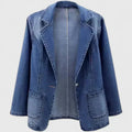 Women's Denim Blue Classic Tailored Denim Blazer Jacket