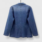Women's Denim Blue Classic Tailored Denim Blazer Jacket