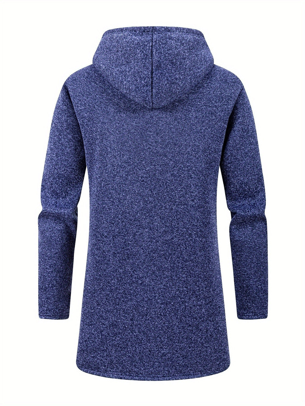 Navy hooded longline coat with drawstring hood