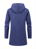 Navy hooded longline coat with drawstring hood