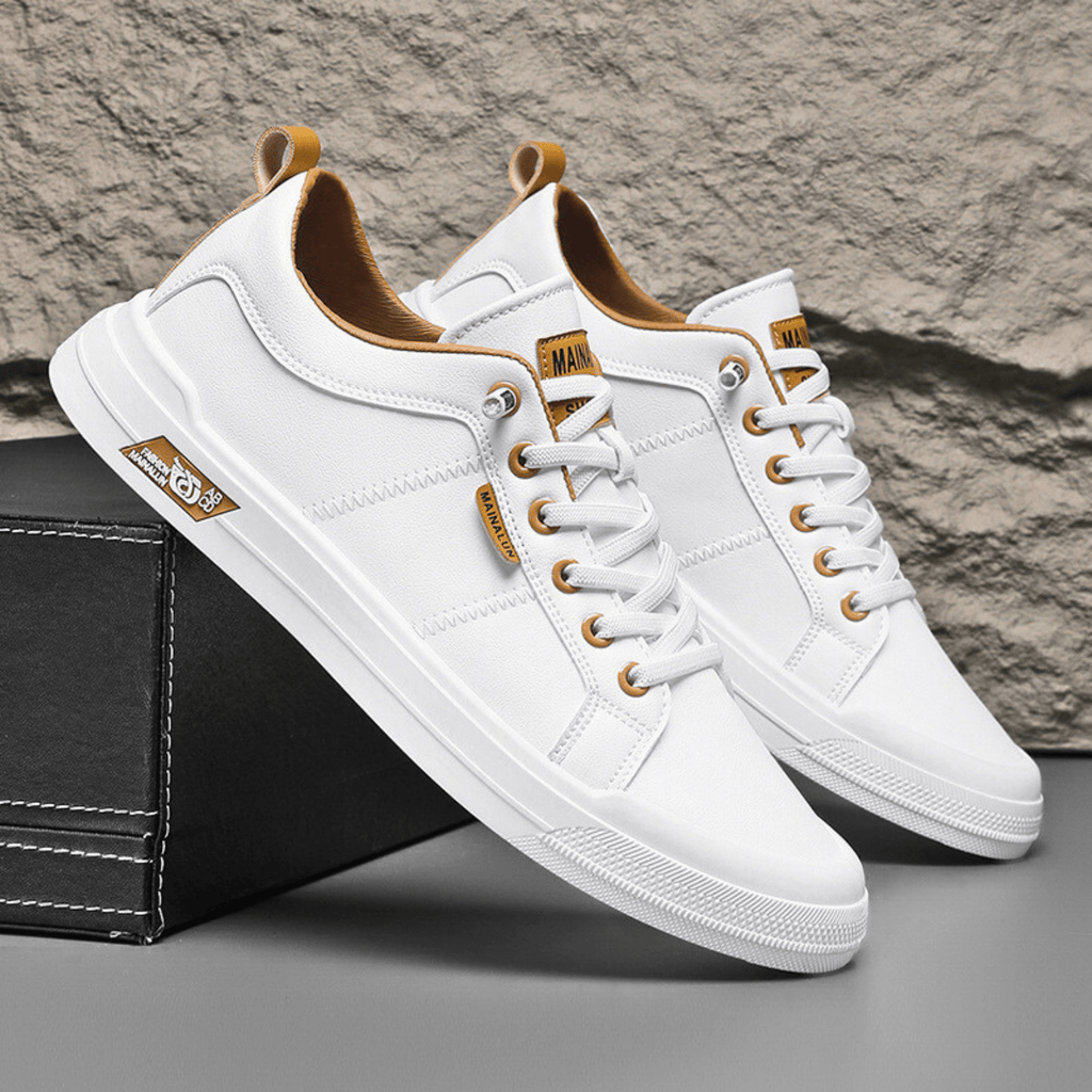 Premium lace-up trainers for men, product still life