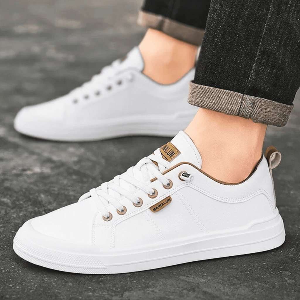 Premium lace-up trainers for men, product still life