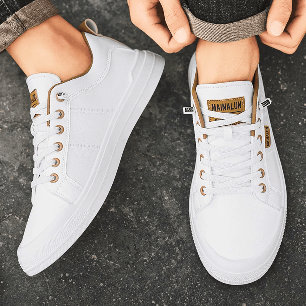 Premium lace-up trainers for men, product still life