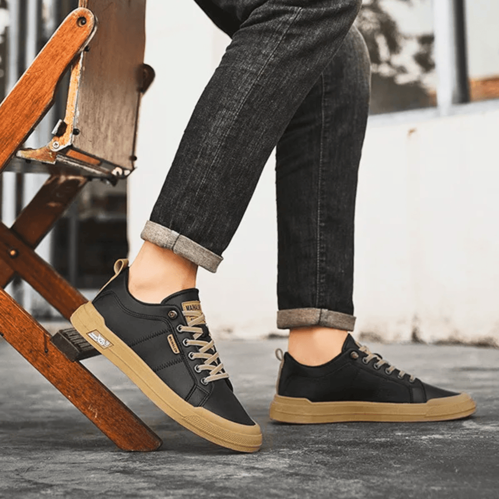 Premium lace-up trainers for men, product still life