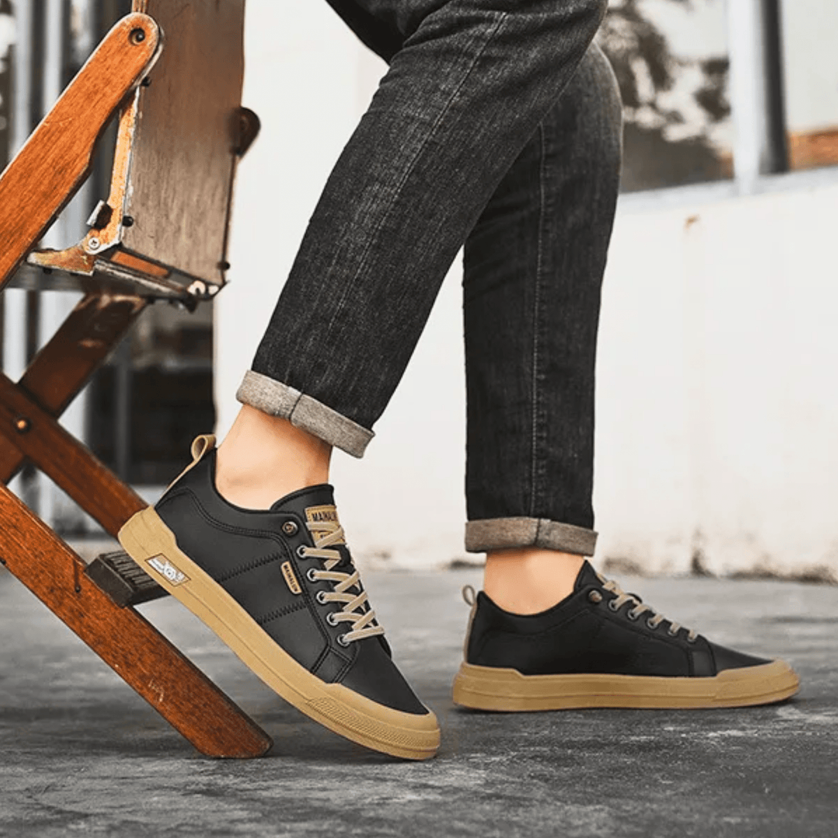 Premium lace-up trainers for men, product still life