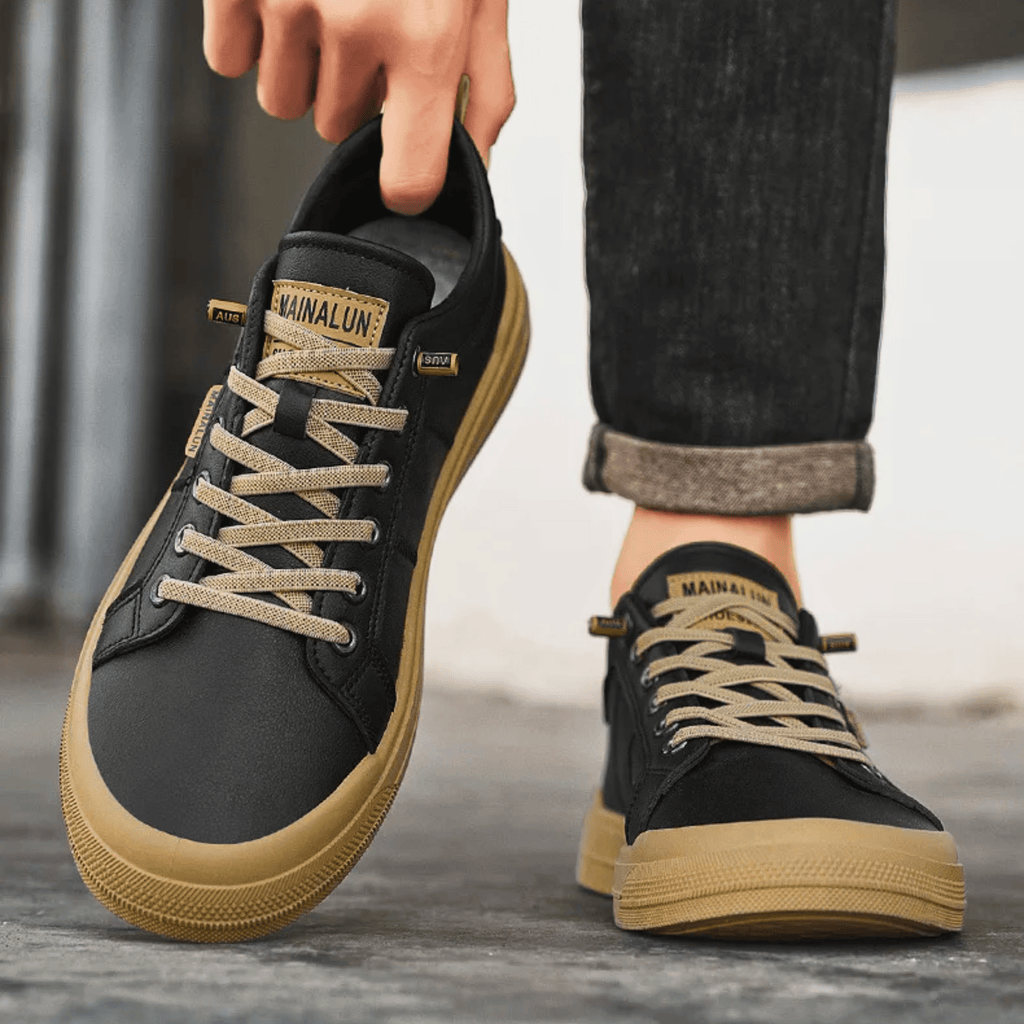 Premium lace-up trainers for men, product still life