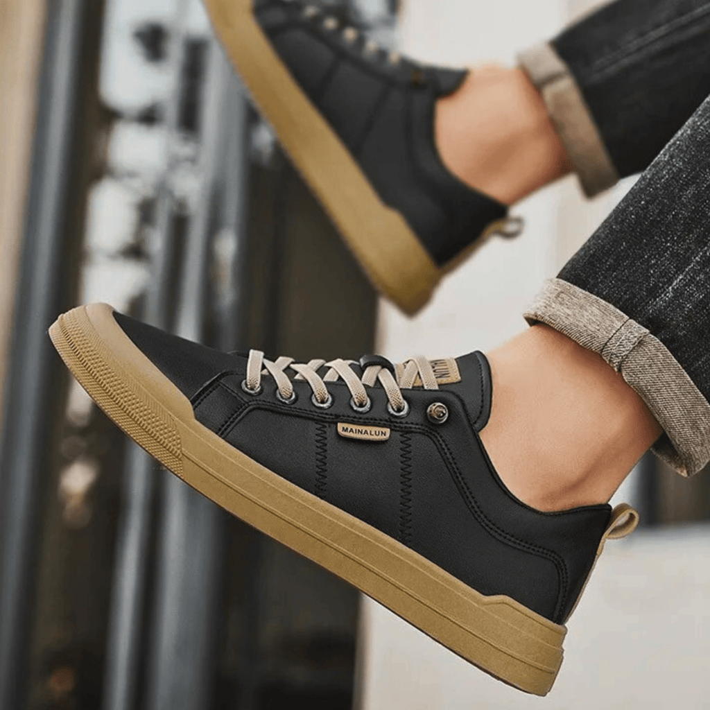 Premium lace-up trainers for men, product still life