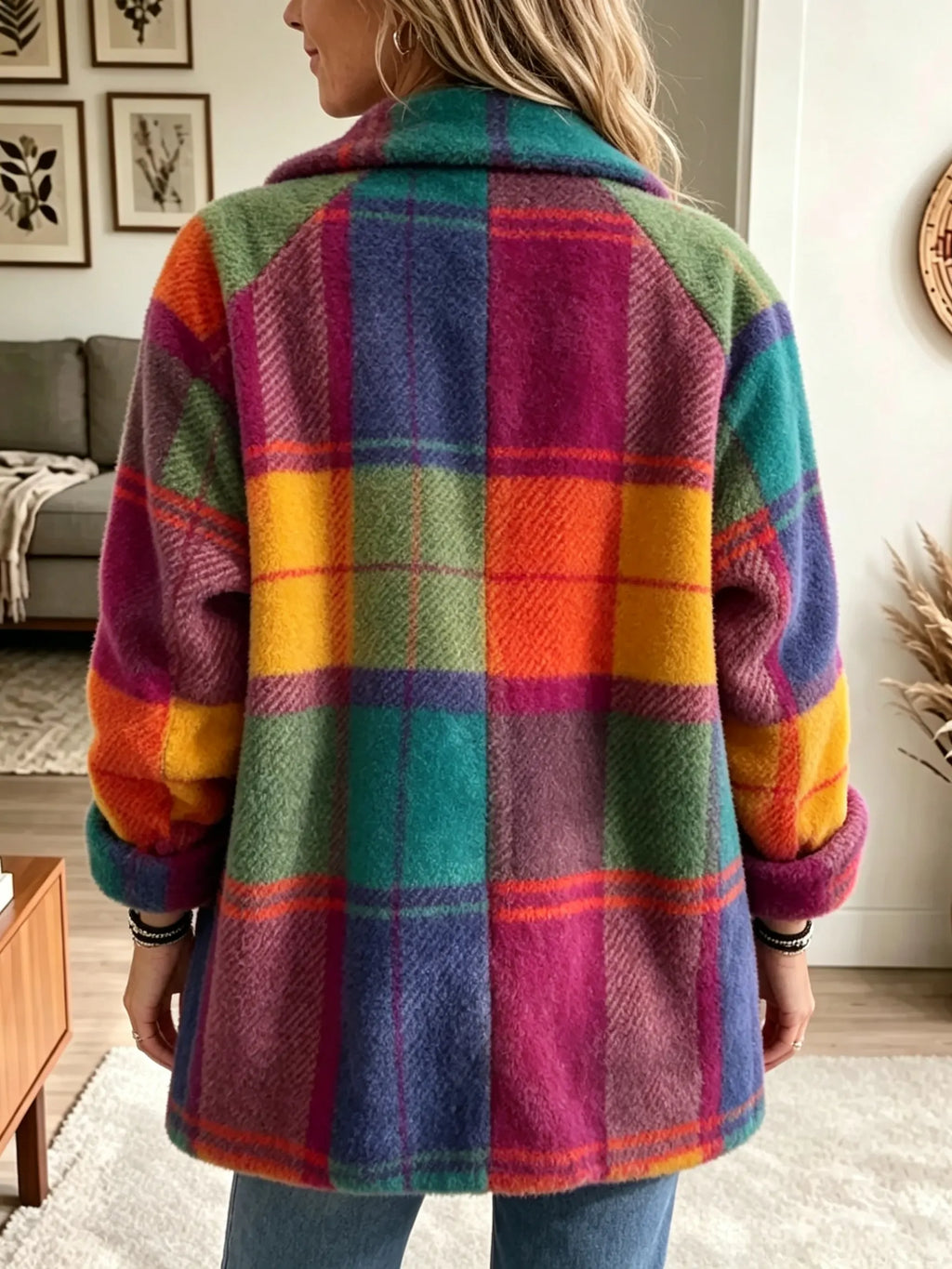 Women's check fleece jacket