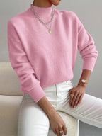 Women's light pink relaxed fit mock neck jumper