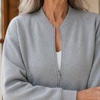 Women's quilted bomber jacket with ribbed trims