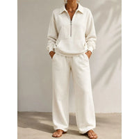 Hilda | Women's Tracksuit Set with Half Zip Top and Wide Leg Trousers