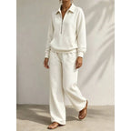 Women's half zip tracksuit set with wide leg trousers