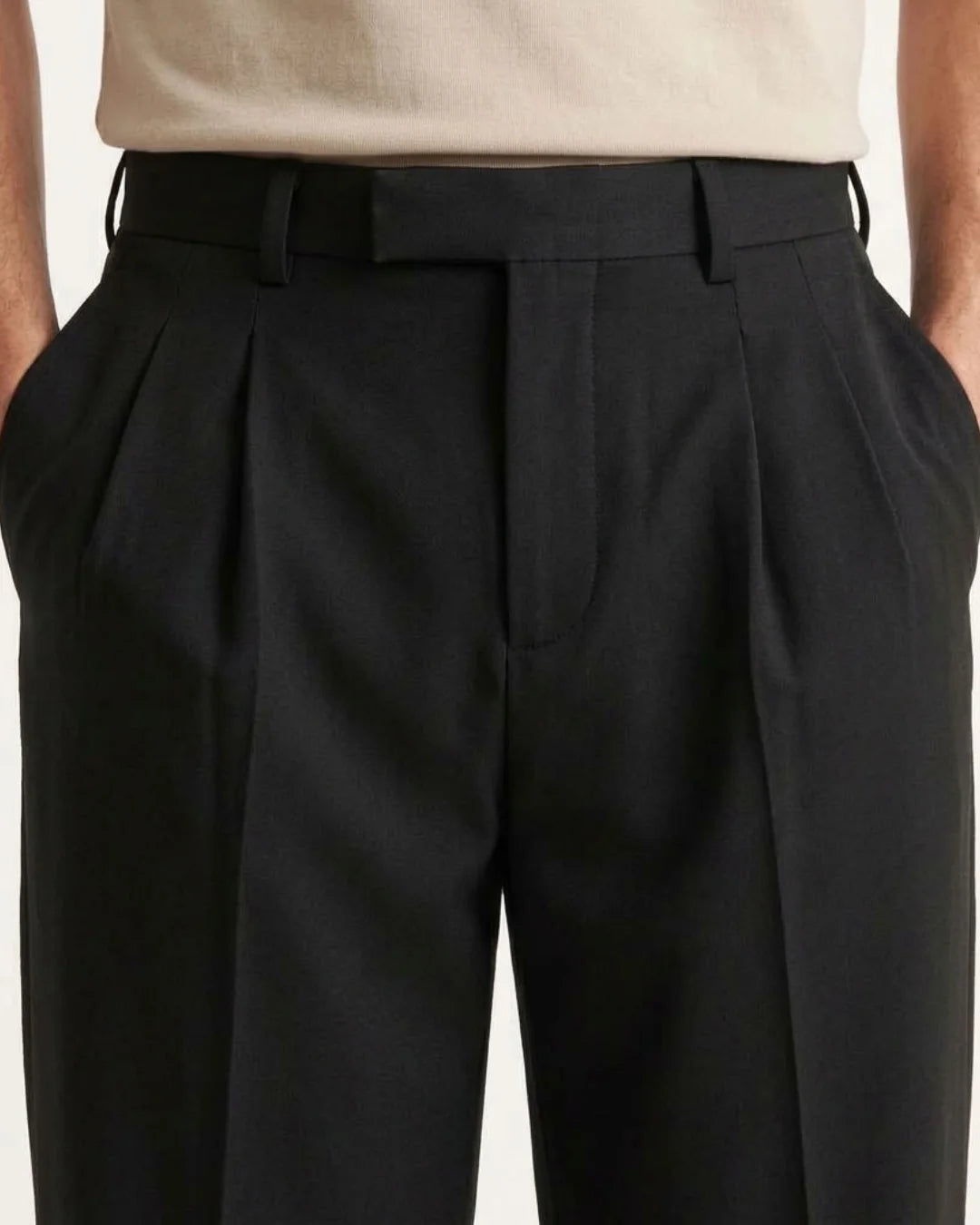 Men's pleated wide leg trousers