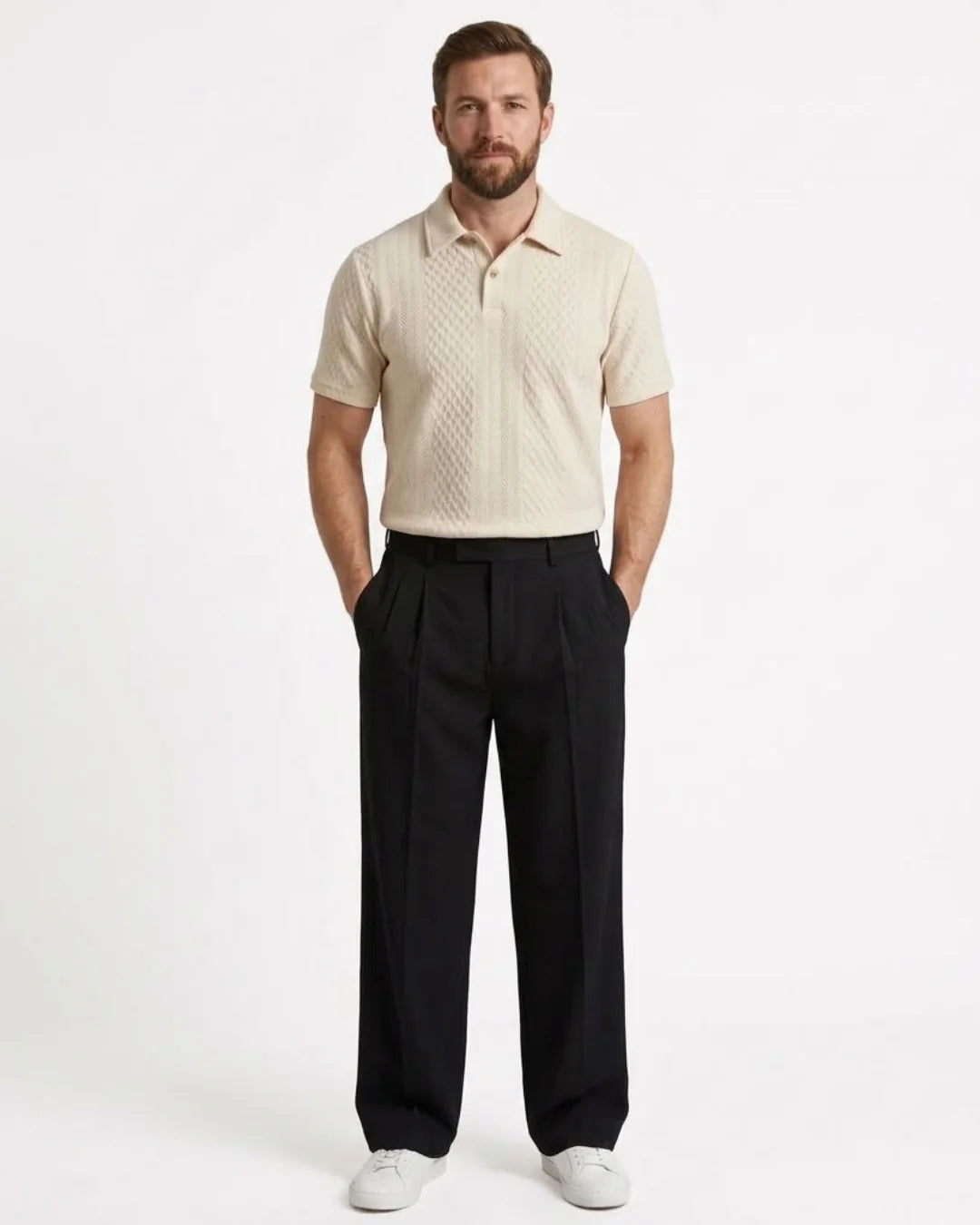 Men's pleated wide leg trousers