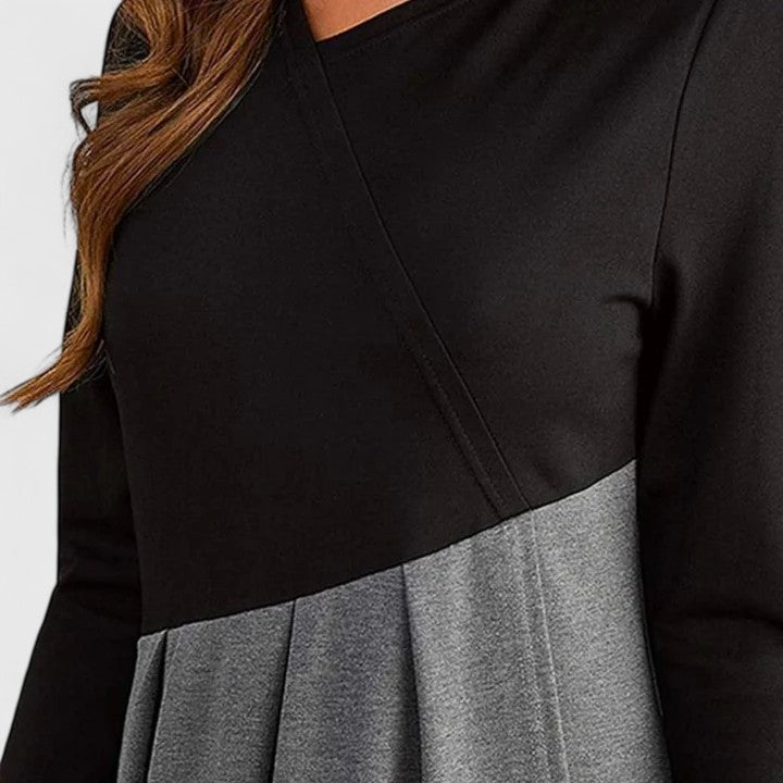Black and grey party dress with fitted silhouette