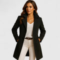 Women's Black Smart Tailored Knee-Length Coat