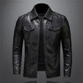 Men's black leather biker jacket for autumn