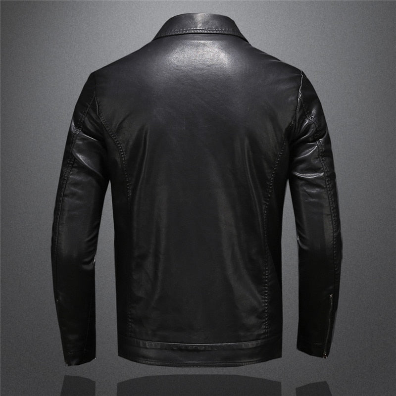 Men's black classic fit leather jacket