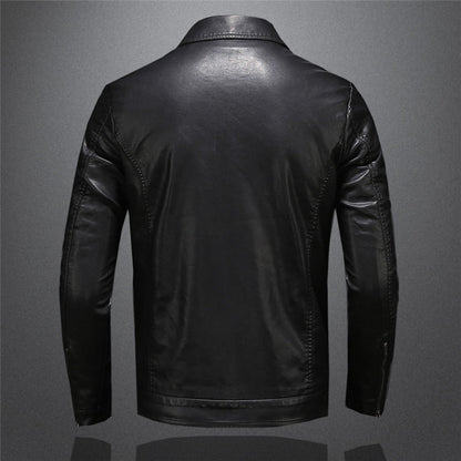 Men's black classic fit leather jacket