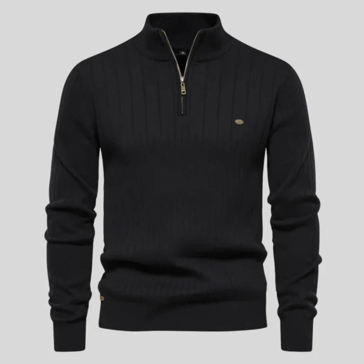 Men's black soft knitted jumper for everyday autumn wear
