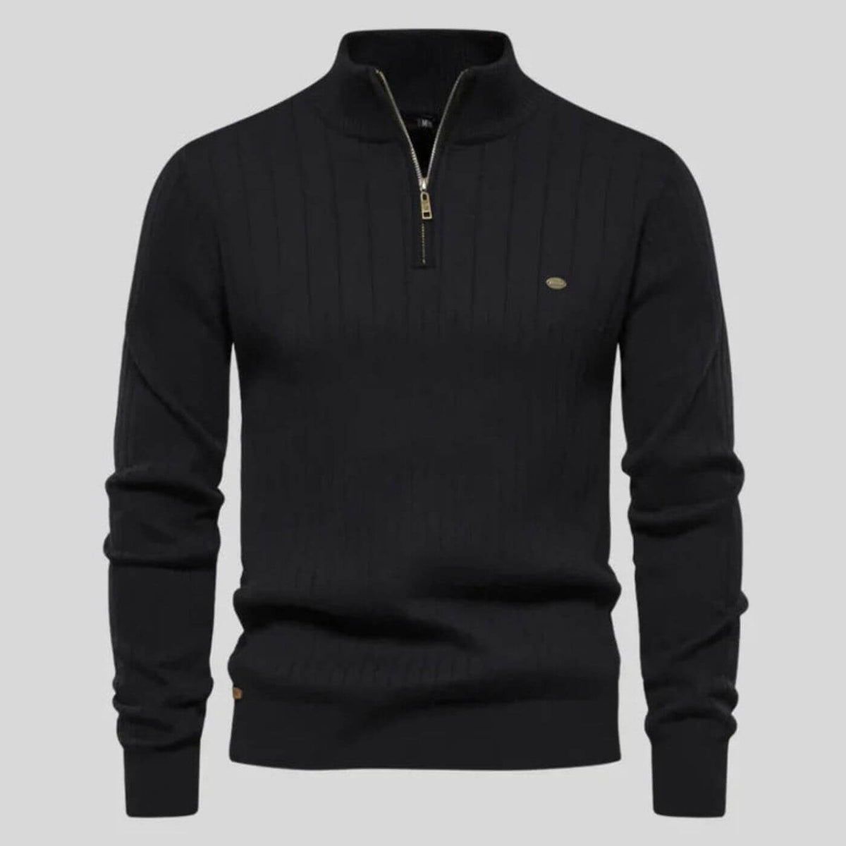 Men's black soft knitted jumper for everyday autumn wear