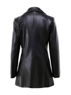 Black tailored mid-length coat with structured shoulders