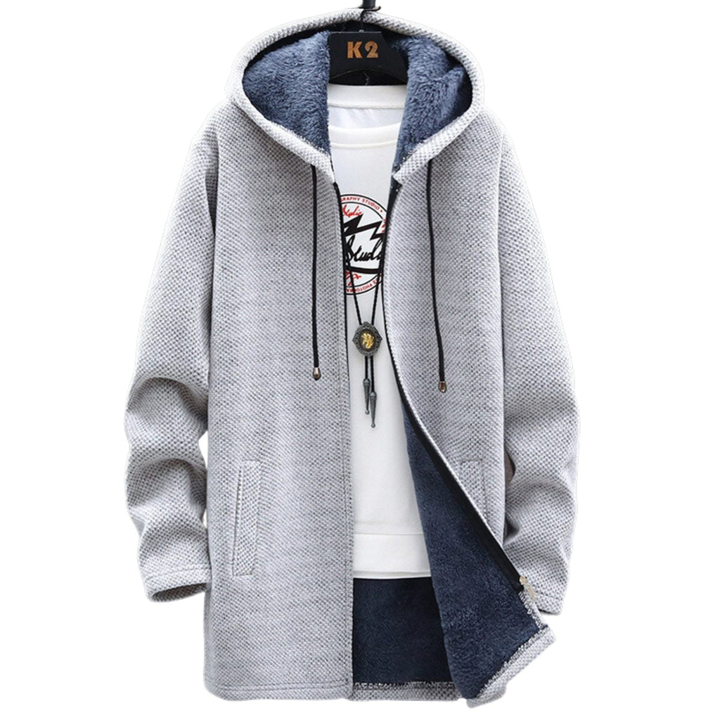 Women's Light Grey Longline Zip-Up Hoodie for Autumn Layering