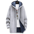 Women's Light Grey Longline Zip-Up Hoodie for Autumn Layering