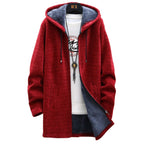 Women's Red Longline Zip-Up Hoodie for Cosy Autumn Layering
