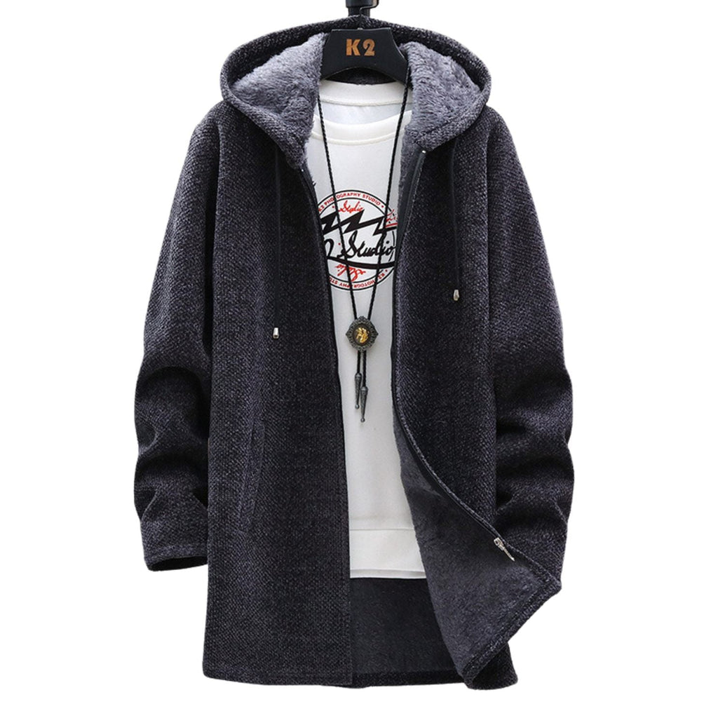 Women's Dark Grey Longline Zip-Up Hoodie for Autumn Layering
