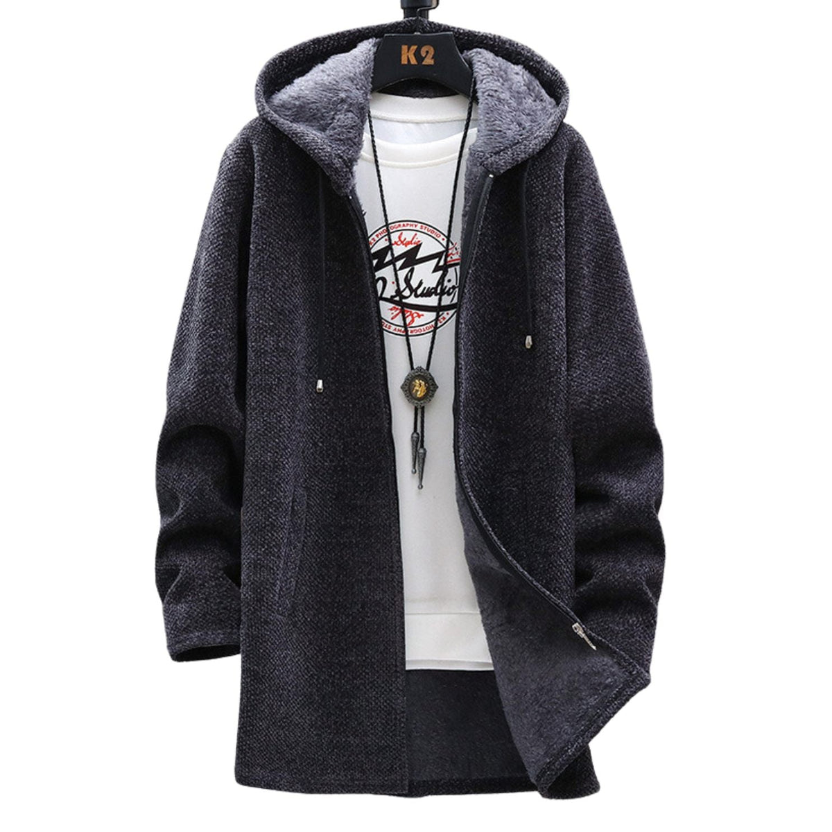 Women's Dark Grey Longline Zip-Up Hoodie for Autumn Layering