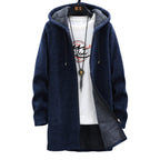 Women's Blue Longline Zip-Up Hoodie for Cosy Autumn Layering