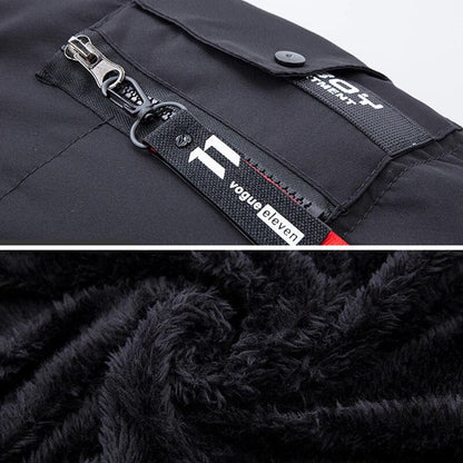 Men's dark blue insulated water-resistant hooded coat for autumn