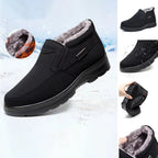 Black men's slip-on slippers with a thermal plush lining