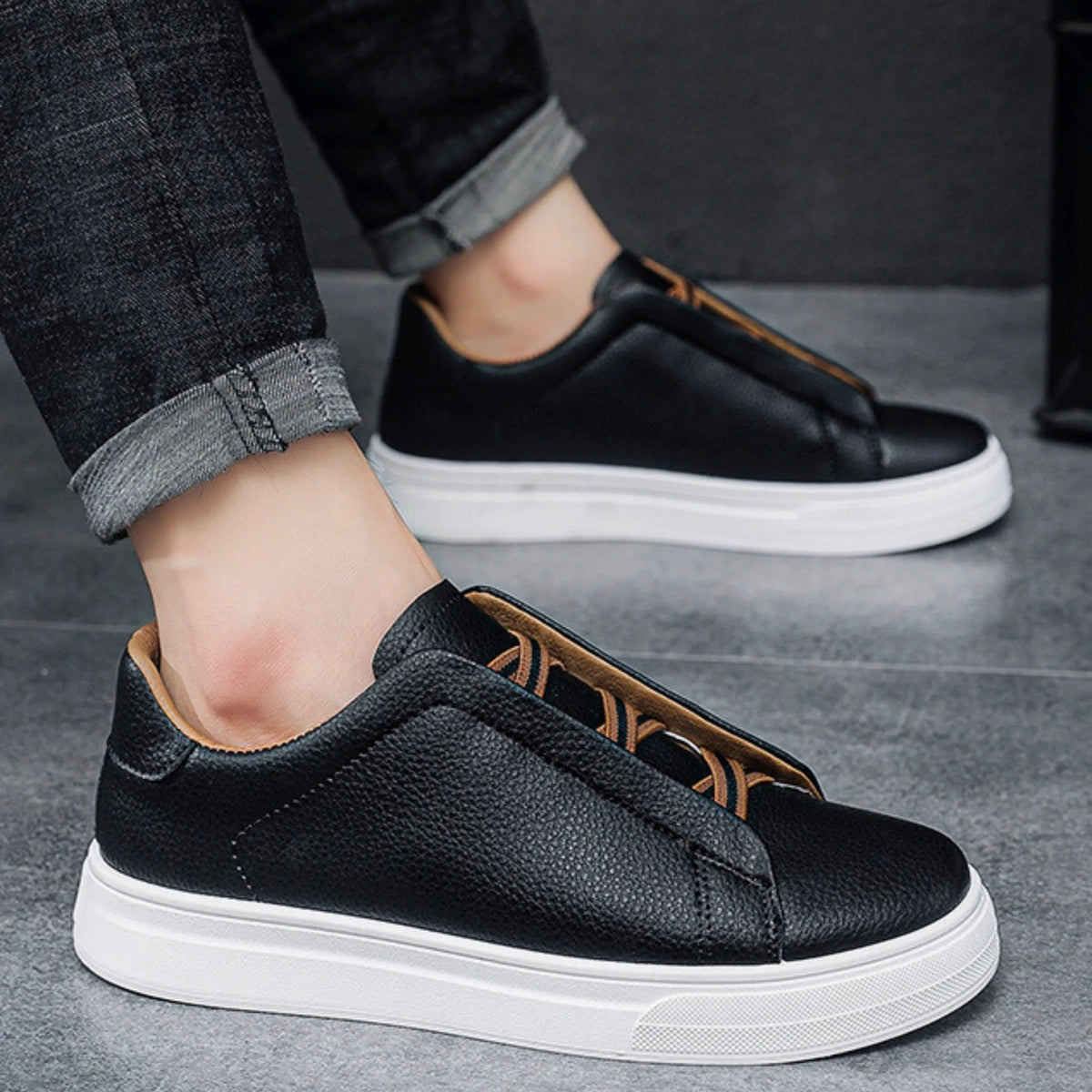 Slip-on trainers, product still life