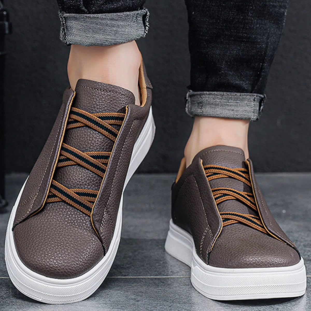 Slip-on trainers, product still life
