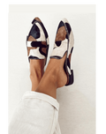 Black and white patterned comfort loafers
