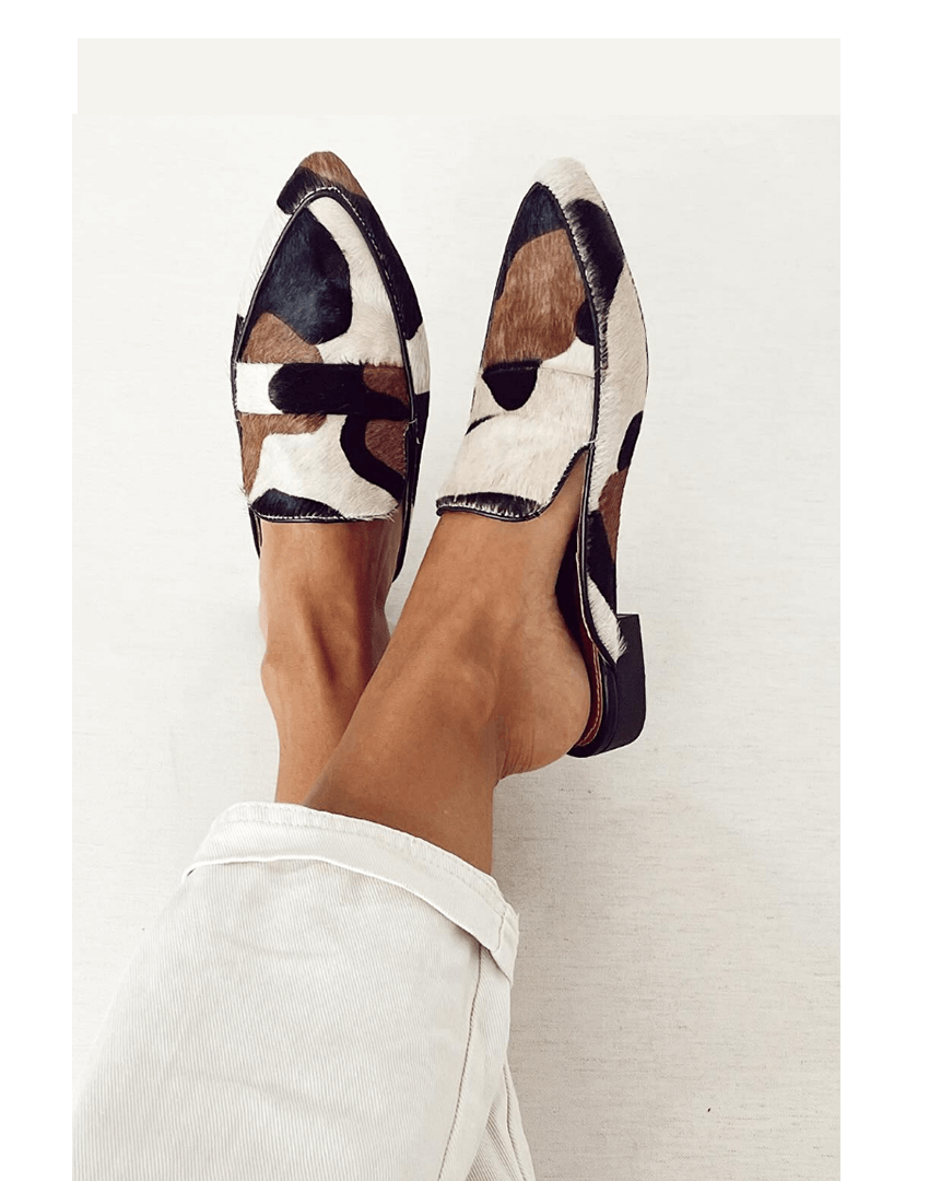 Black and white patterned comfort loafers