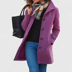 Women's khaki lightweight tailored coat in a classic cut