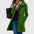 Women's khaki lightweight tailored coat in a classic cut