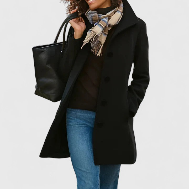 Women's Black Longline Tailored Transitional Coat