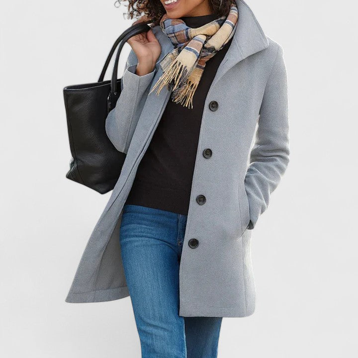 Women's Light Grey Longline Tailored Transitional Coat