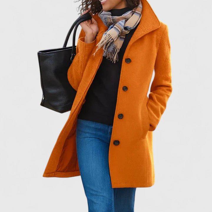 Women's Orange Longline Tailored Transitional Coat