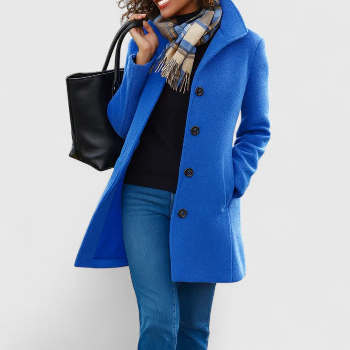 Women's purple lightweight tailored coat in a classic cut
