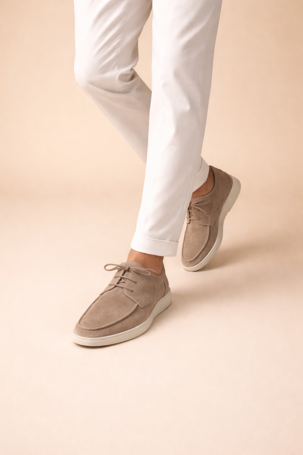 Blue men's vegan leather Derby shoes with a lace-up front