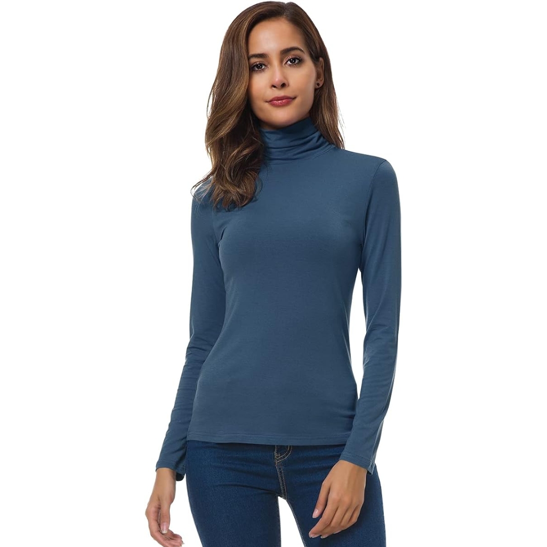 Red slim fit roll neck jumper with a sleek, form-fitting shape for layering