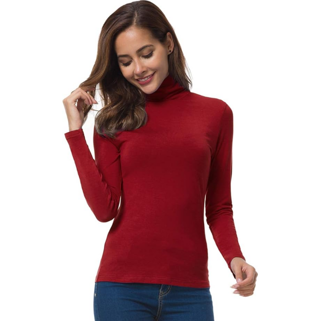 White slim fit roll neck jumper with a sleek, form-fitting shape for layering