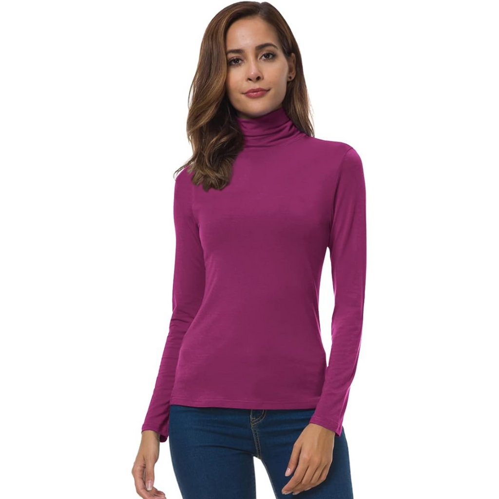 White slim fit roll neck jumper with a sleek, form-fitting shape for layering