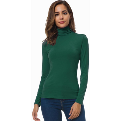 White slim fit roll neck jumper with a sleek, form-fitting shape for layering