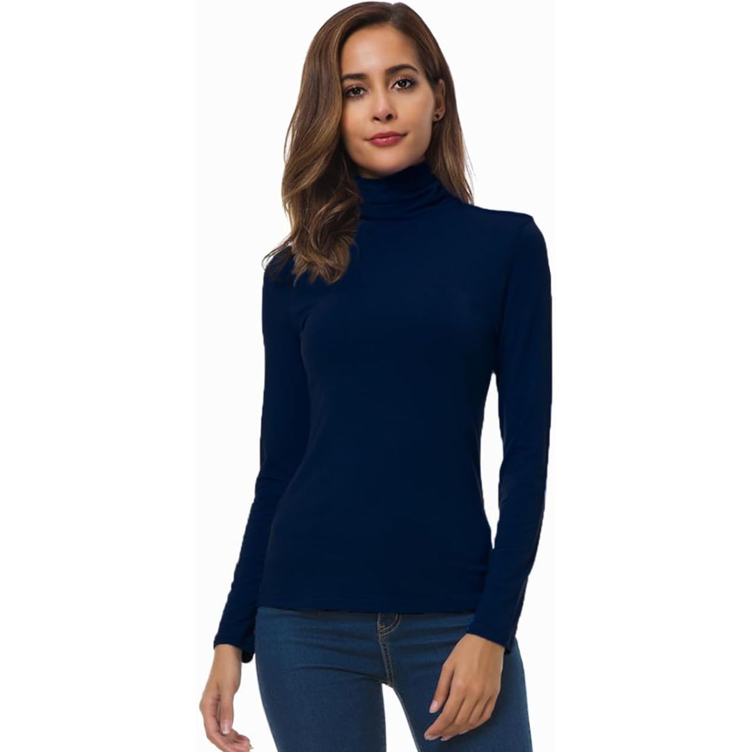 White slim fit roll neck jumper with a sleek, form-fitting shape for layering